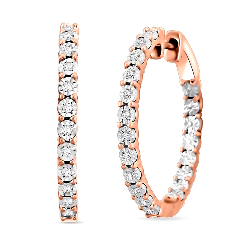 Genuine Diamonds In Rose Gold Over Sterling Silver